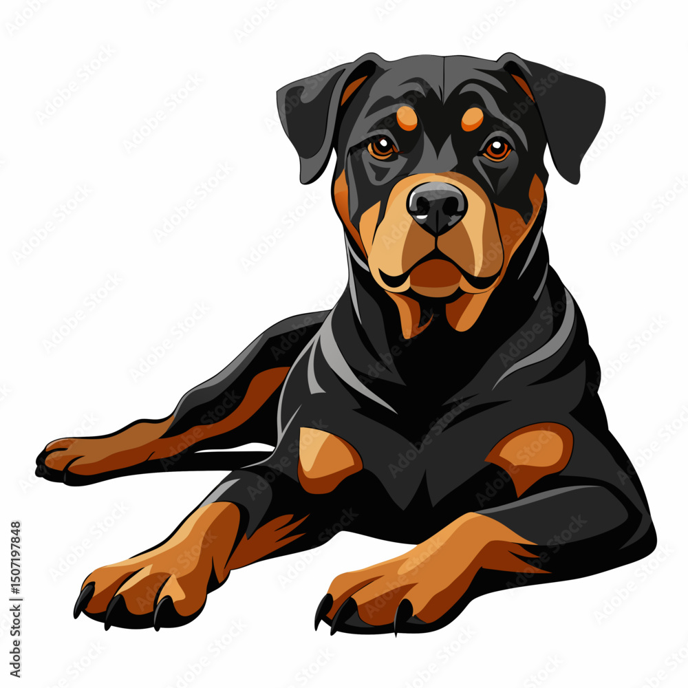 Fototapeta premium Charming Rottweiler Dog Vector – Pet Puppy Portrait Drawing
