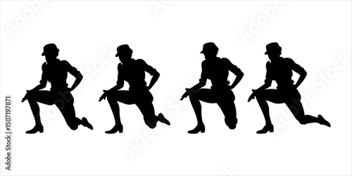 Detailed crouching army figure silhouette, representing discipline, cover tactics, and battlefield realism. Perfect for use in tactical branding or war-themed art.