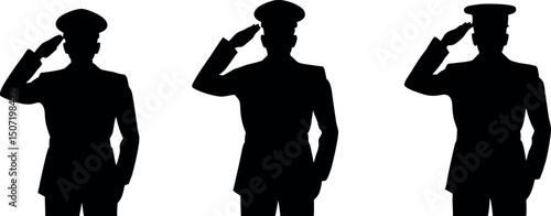 A powerful silhouette of a soldier saluting, symbolizing honor, respect, and patriotism. Perfect for Veterans Day, Memorial Day, and military tribute designs.