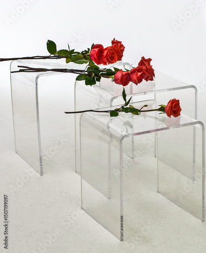 red roses in table