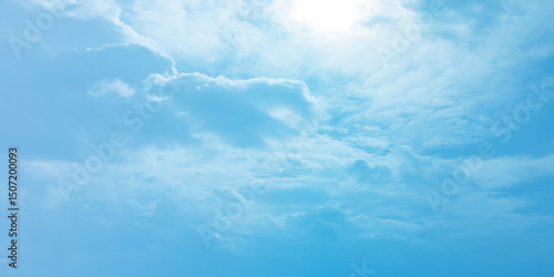 The blue sky and white clouds air indicate pure and fresh, bright weather canvas splashed with  store,m focusing on the clouds, a sunny day 