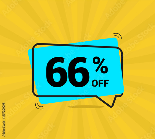 66% OFF sale, sixty six percent. Coupon of Discount Price. Discount promotion. Banner for One percent off offers. Yellow and blue Design. Vector illustration.