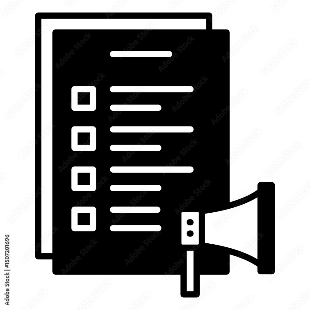Survey Announcement Icon: Checklist with Megaphone Survey Announcement Icon: Checklist with Megaphone