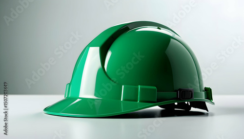 Green safety helmet for environmental or safety officer roles