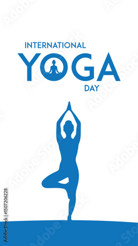 international yoga day. yoga body posture. Woman practicing yoga. vector illustration design. 21 june International yoga day vector poster