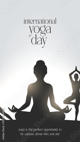 international yoga day. yoga body posture. Woman practicing yoga. vector illustration design. 21 june International yoga day vector poster