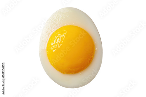 Close-up view of a halved boiled egg.