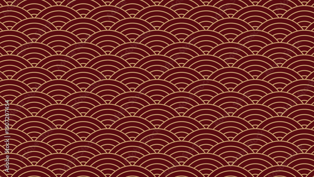 Japanese seigaiha pattern. Black and white scallops print. Fish squama or dragon scale. Sea or ocean waves background