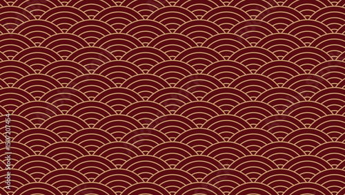 Japanese seigaiha pattern. Black and white scallops print. Fish squama or dragon scale. Sea or ocean waves background