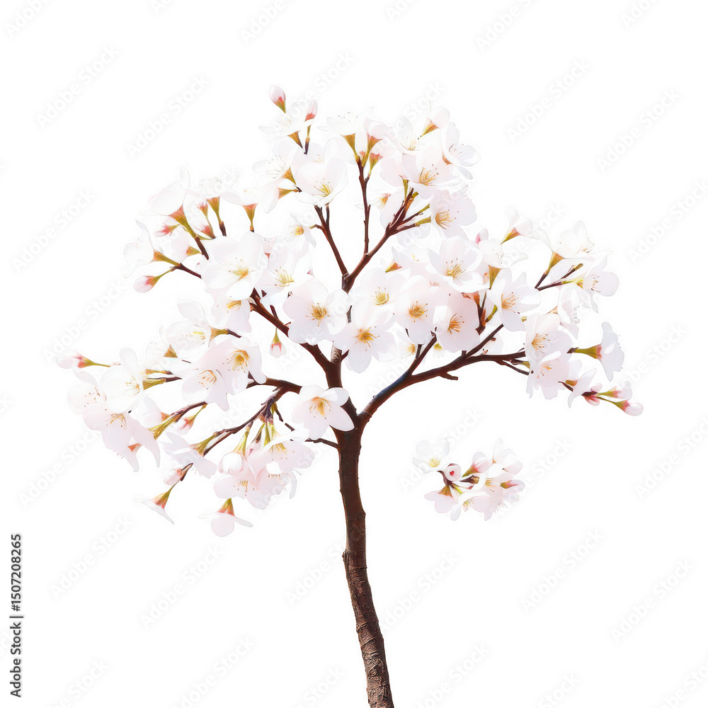 Beautiful cherry blossom branch isolated on transparent background Beautiful cherry blossom branch isolated on transparent background