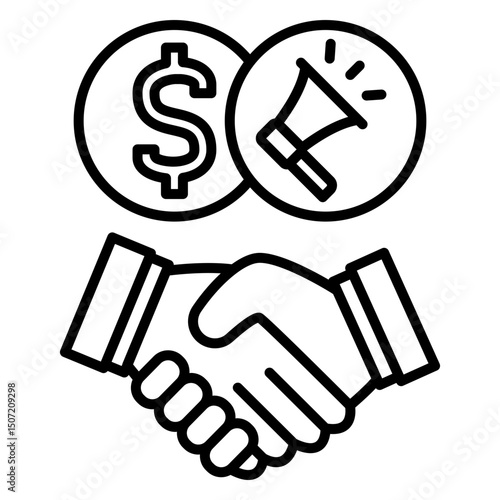 Sponsorship deal vector icon with money and promotion