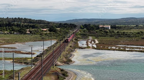 Train express régional TER PortBou Avignon à Leucate La Franqui dans l'Aude (France)	