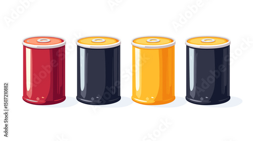 Pixel Art of Four Colorful Batteries Red Black Yellow on White Background