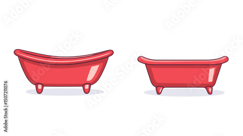 Pixel Art of Two Red Bathtubs on White Background in an 8 Bit Style