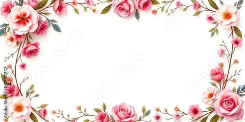 Elegant floral wreath border on a wedding invitation card template,  beautiful,  card