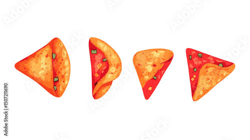 Pixel Art Tacos Displayed in a Row on White Background Illustrating Traditional Mexican Cuisine and Culinary Design