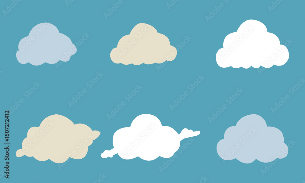 Set of cartoon cloud in a flat design. White cloud collection Set of cartoon cloud in a flat design. White cloud collection