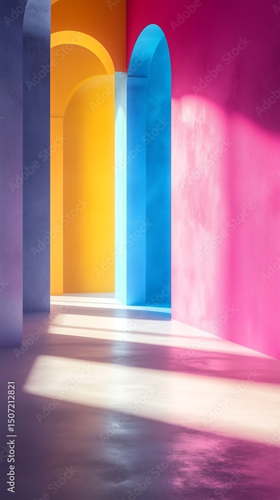 Fototapeta premium Clean Surface with Bold Color Lights and Soft Shadows