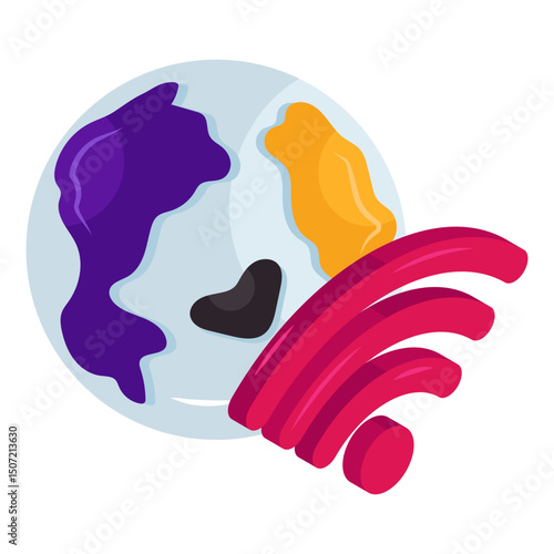 A colored design icon of global wifi 