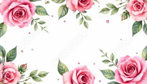 Wallpaper Mural Delicate watercolor roses & leaves, repeating pattern, watercolor, decoration Torontodigital.ca