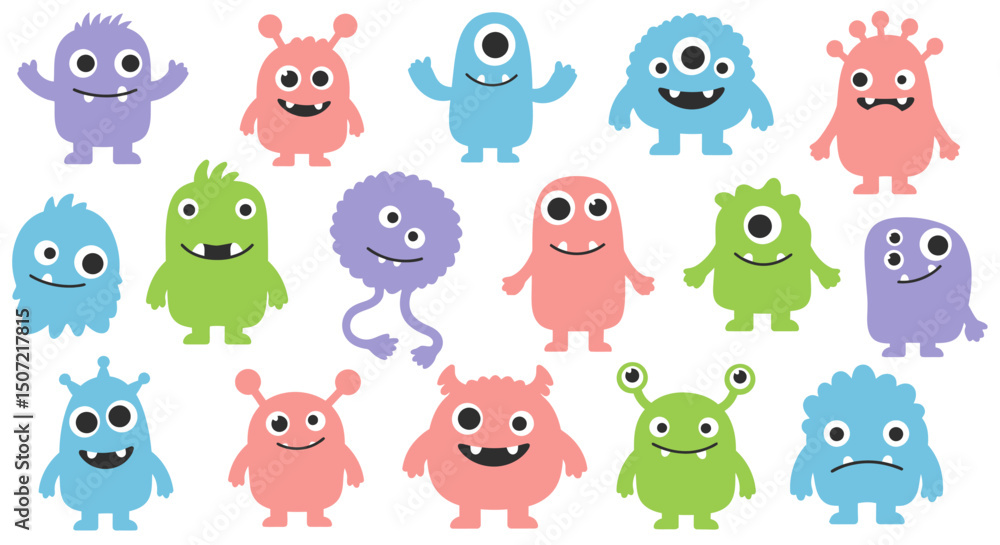 Fototapeta premium set of funny cartoon monsters