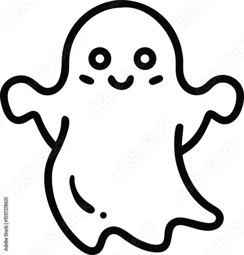 Ghost Icon Vector – Spooky Supernatural Spirit Illustration for Horror, and Haunted Themes