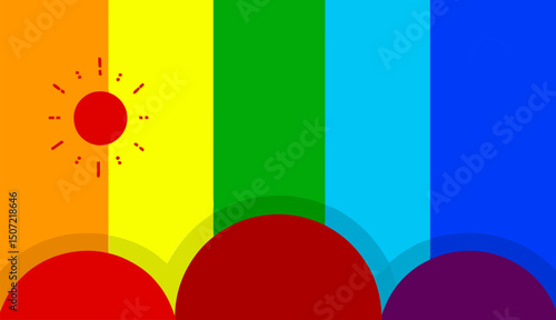 Sun and rainbow abstract artwork for pride month symbolizing light hope inclusion and celebration of uniqueness