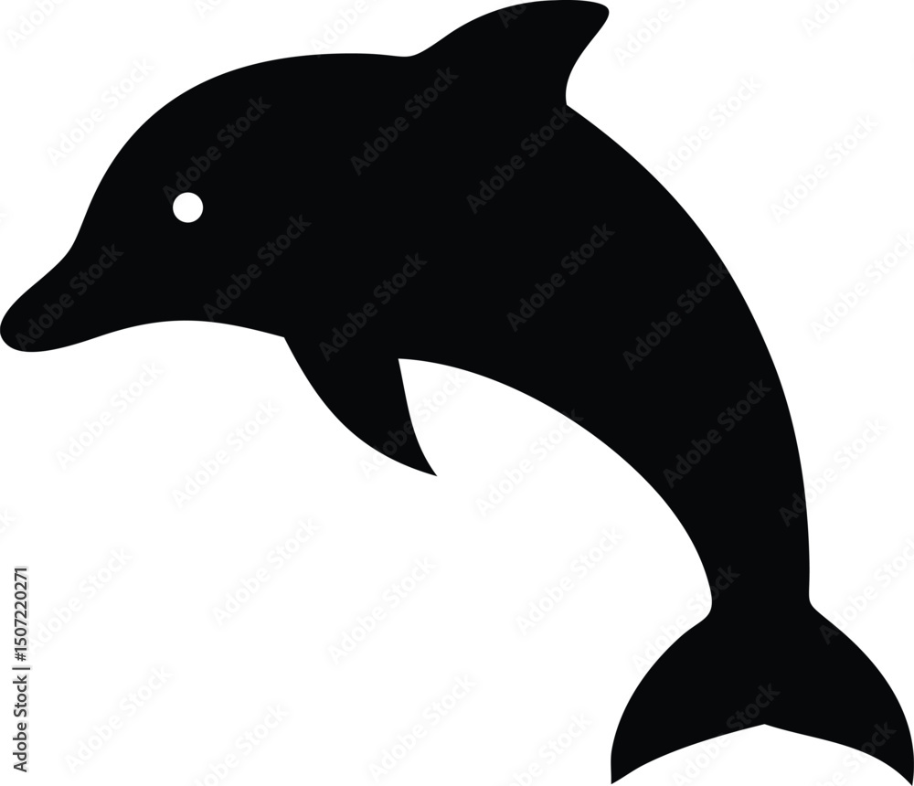 Fototapeta premium Dolphin Fish Vector Illustration – Ocean Animal Silhouette with Marine Wildlife
