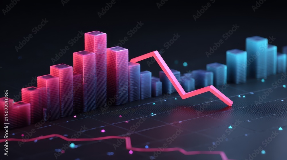 Naklejka premium Holographic Price Plummet Futuristic Business Crisis Visualization
