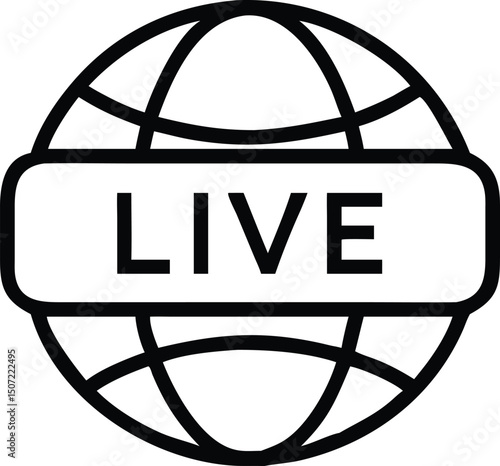 Live Global News Icon – Vector Symbol for Earth, Media, Journalism, and Broadcasting Illustration