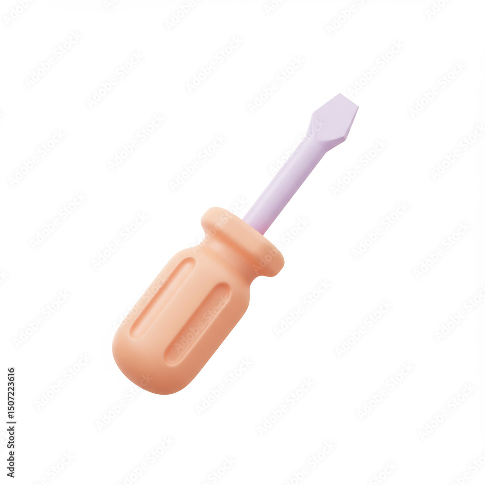 3D Screwdriver in Toy-Like Pastel Style 3D Screwdriver in Toy-Like Pastel Style