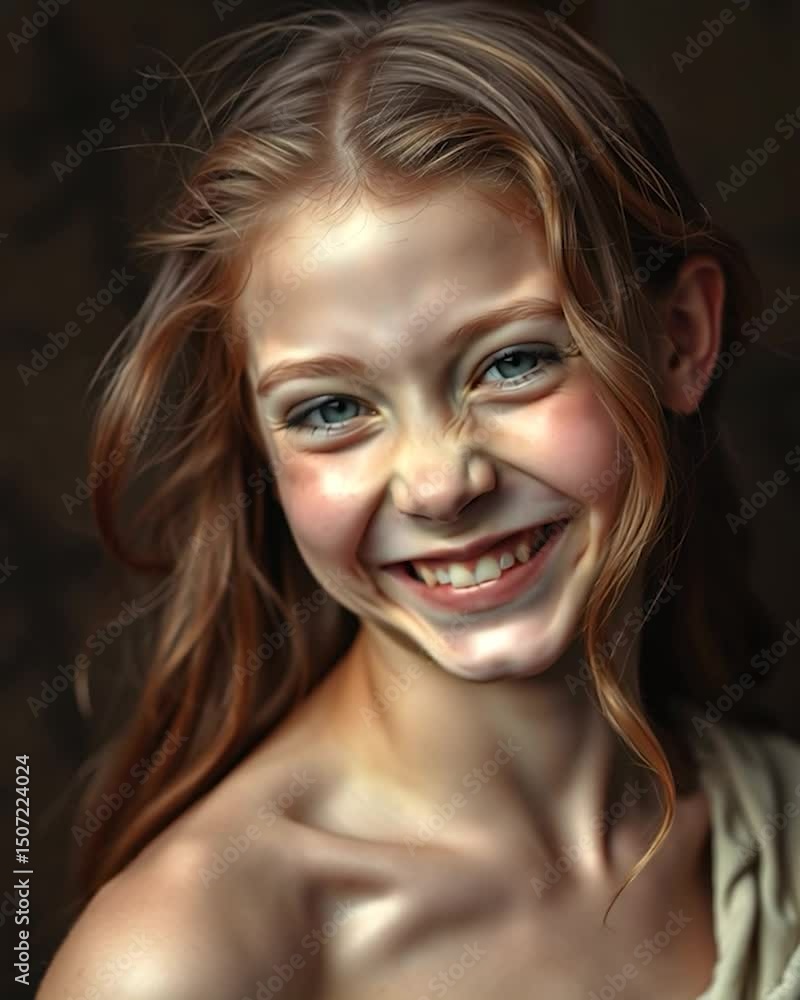 A professional photograph, in the style of Renaissance portraiture, depicting Latin models paraphrased from famous paintings. The girl slowly turns her head and smiles very sweetly! A professional photograph, in the style of Renaissance portraiture, depicting Latin models paraphrased from famous paintings. The girl slowly turns her head and smiles very sweetly!