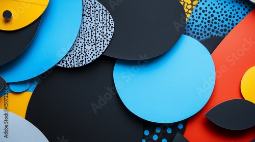 Abstract Colorful Geometric Shapes: A Vibrant Composition of Overlapping Circles and Patterns
