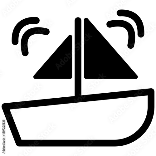 Motion Sickness Icon – Shaking Boat Symbol for Nausea, Travel Discomfort, and Sea Illness