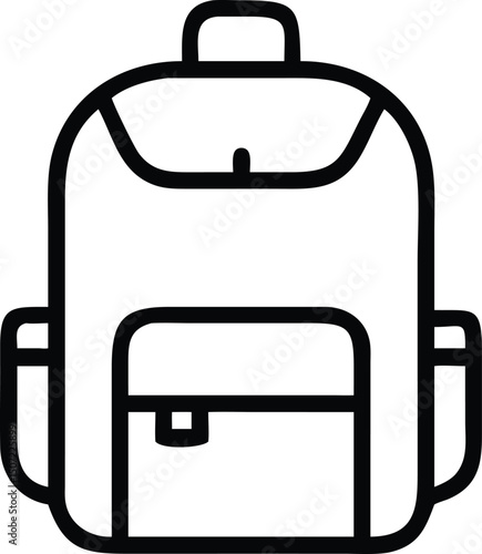 School Backpack Outline Icon – Student Bag Line Symbol