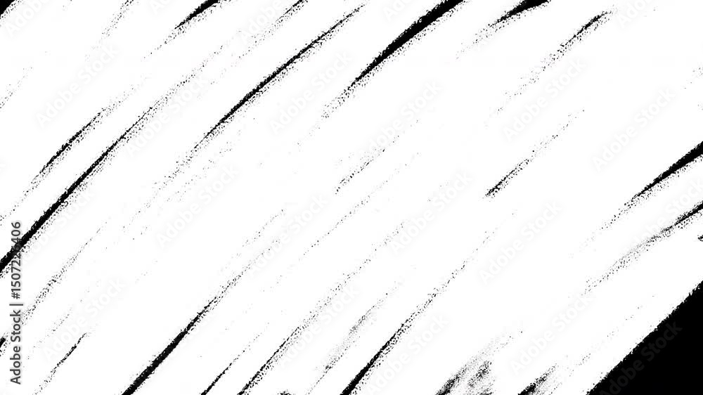 Paint Brush Scribble Transition Abstract Stroke Alpha Transparent Background, diagonal direction. Brush stroke black and white transition animation background.