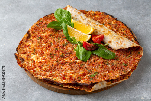 Turkish foods; Turkish pizza -Lahmacun