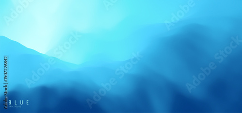 Abstract background with dynamic effect. Blue abstract ocean seascape. Sea surface. Landscape with mountains. Nature background. Cover design template. 3d vector for banner, flyer, poster or brochure.