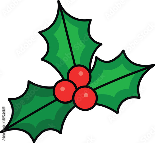 christmas holly with red ribbon