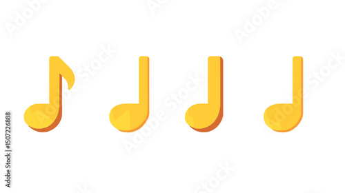 Golden Musical Notes Arranged in a Row on White Background Music Art Illustration Graphic Harmony Rhythm and Melody