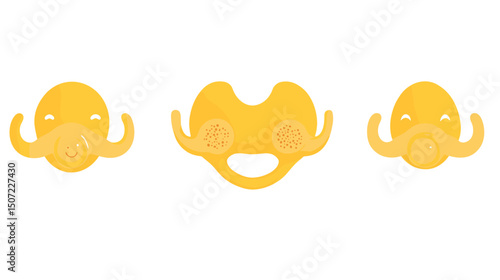 Illustration of Three Thyroid Gland Shapes in Yellow and White Background for Educational Purposes