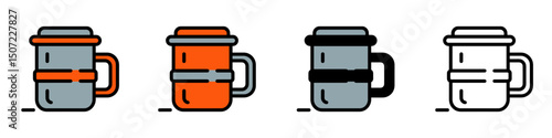 Travel Thermo mug  with lid and handle icon in minimalistic vector style