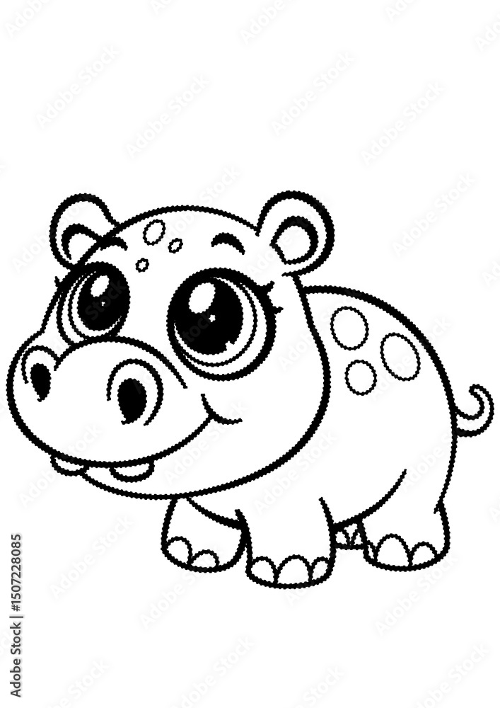 Fototapeta premium Cute hippopotamus coloring page