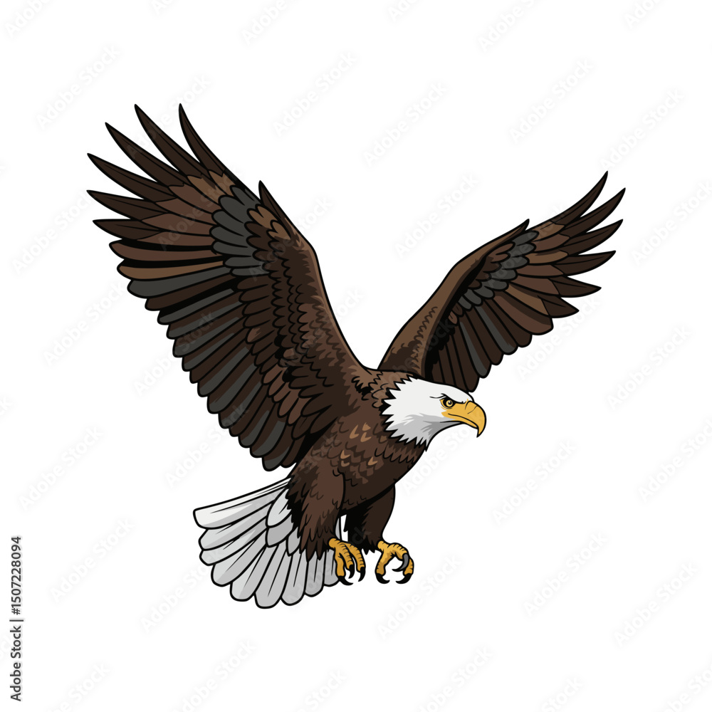 Fototapeta premium ilustration vector bald eagle on white background