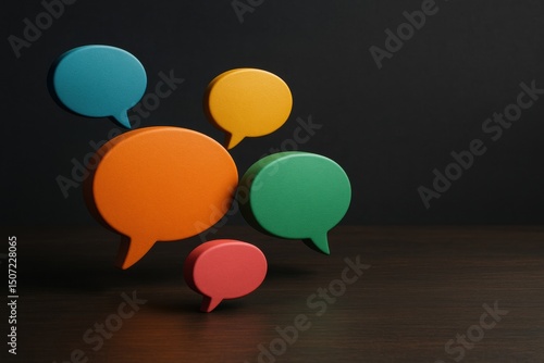 Vibrant Colorful Speech Bubbles on Dark Background