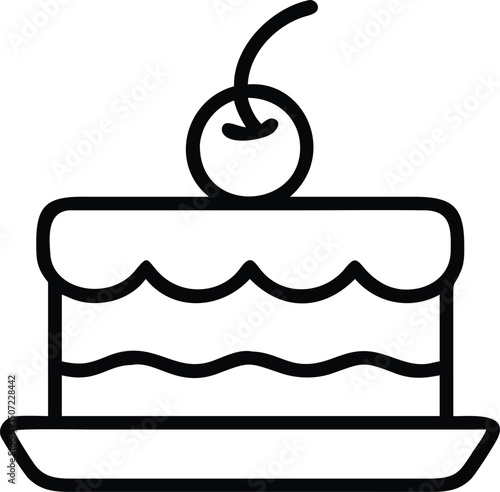 Birthday Cake Dessert Icon Vector – Sweet Party Treat with Sugar, Egg, Butter & Fondant