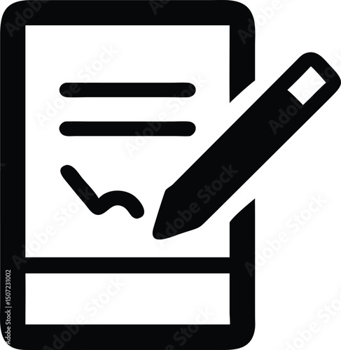 Document and Pen Icon – Legal Contract, Signature, and Business Paperwork Illustration