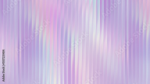 Ribbed glass iridescent background with soft purple and pastel gradient. Abstract color metal foil. Hologram rainbow effect and glossy texture with pearlescent purple pearl.