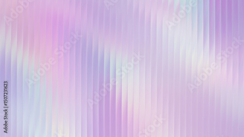 Ribbed glass hologram gradient in pink, violet, and light blue. Rainbow abstract effect with foil light and pink metal silver lines. Wall texture with diamond purple chrome glow and holograph mesh.