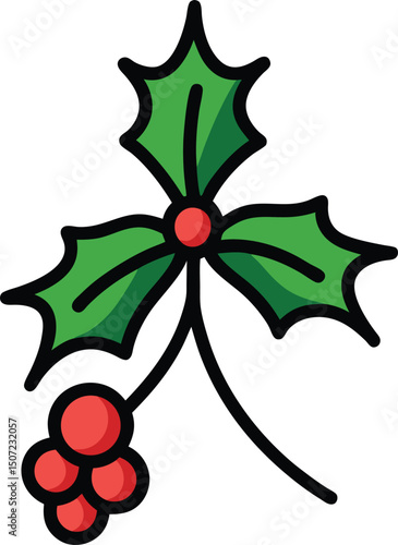 Christmas holly berry and holly